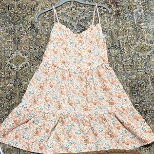 All in Favor Floral Mini Dress - Orange and Green